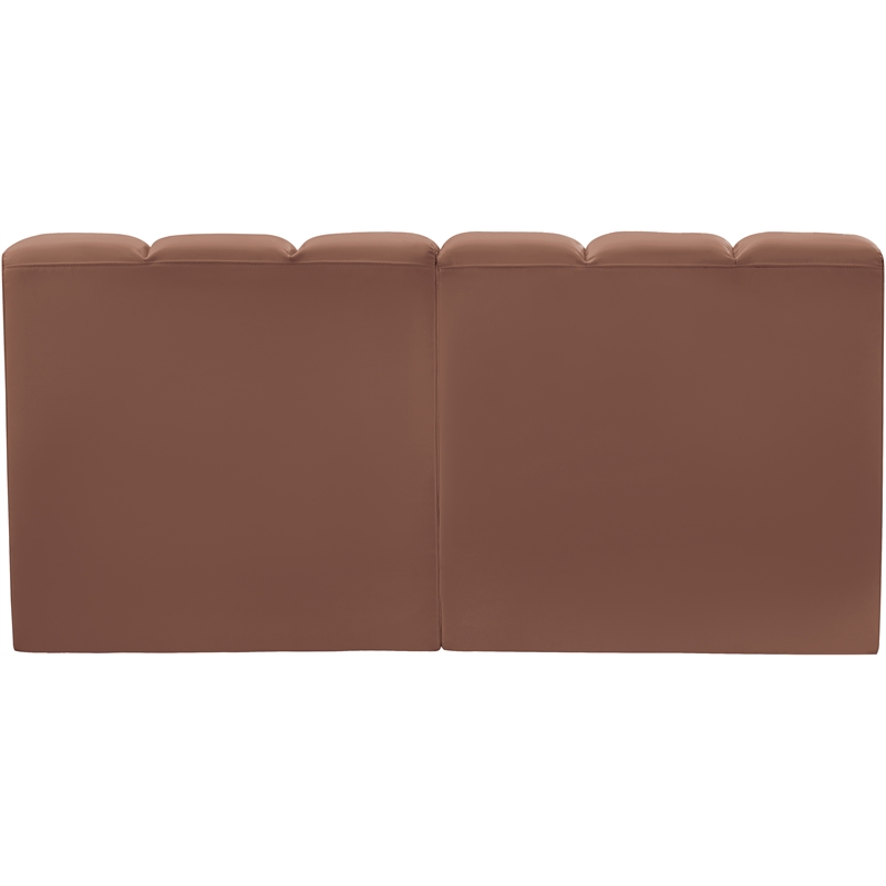 Bowery Hill Contemporary Cognac Vegan Leather Modular Sectional