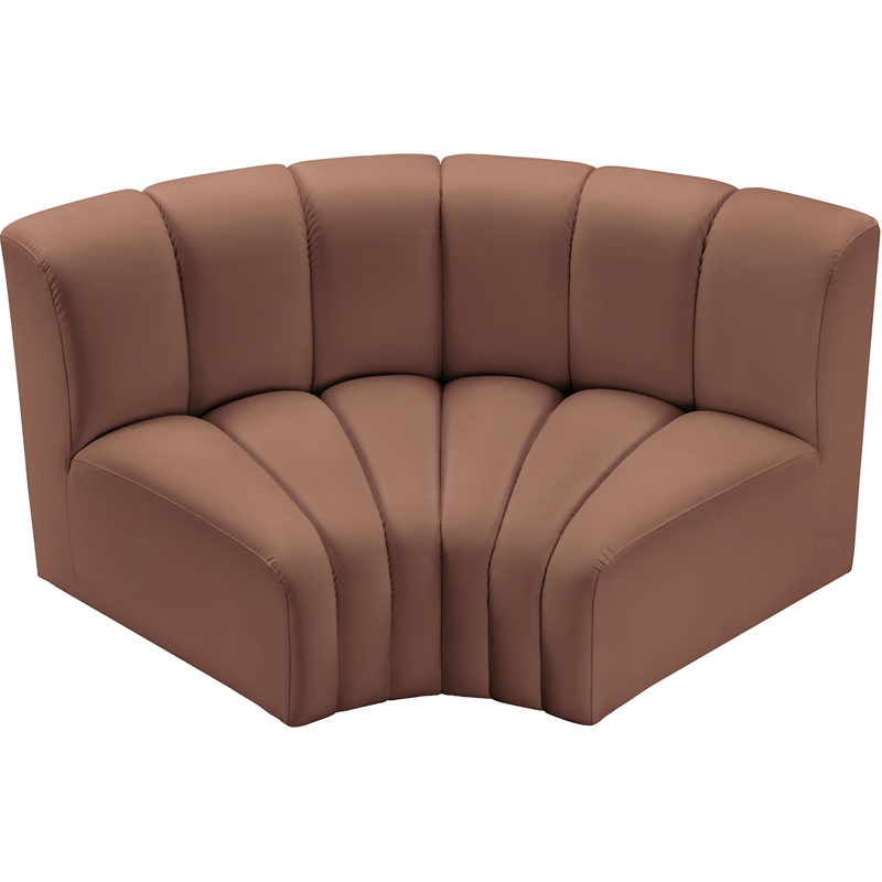 Bowery Hill Contemporary Cognac Vegan Leather Modular Sectional