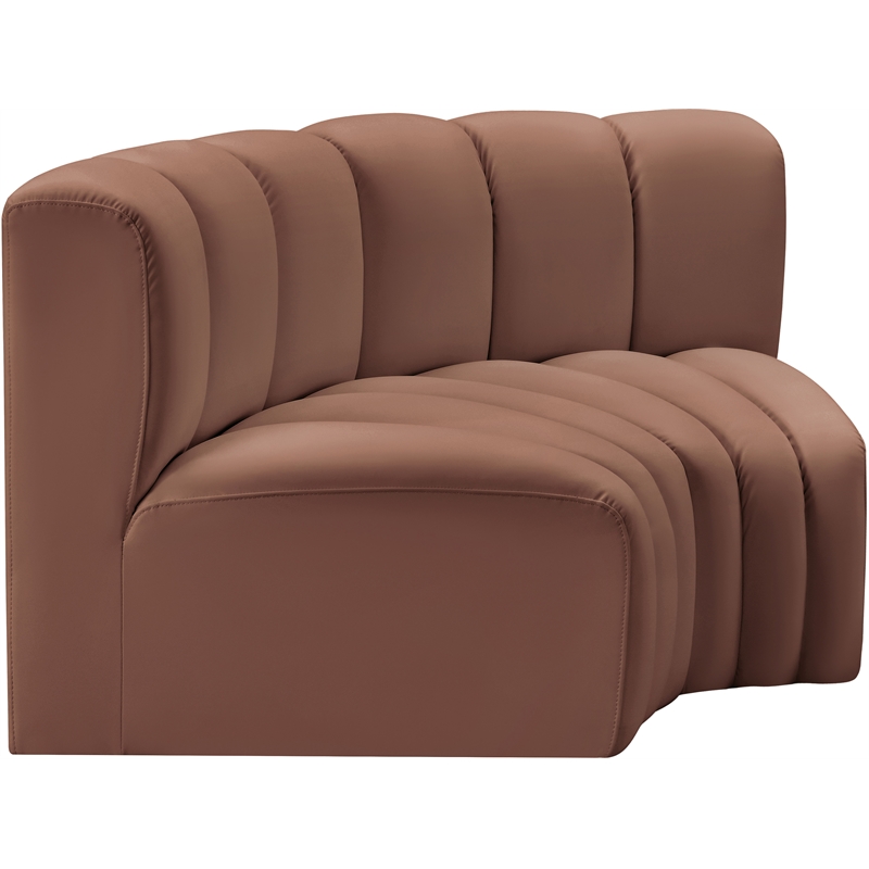 Bowery Hill Contemporary Cognac Vegan Leather Modular Sectional