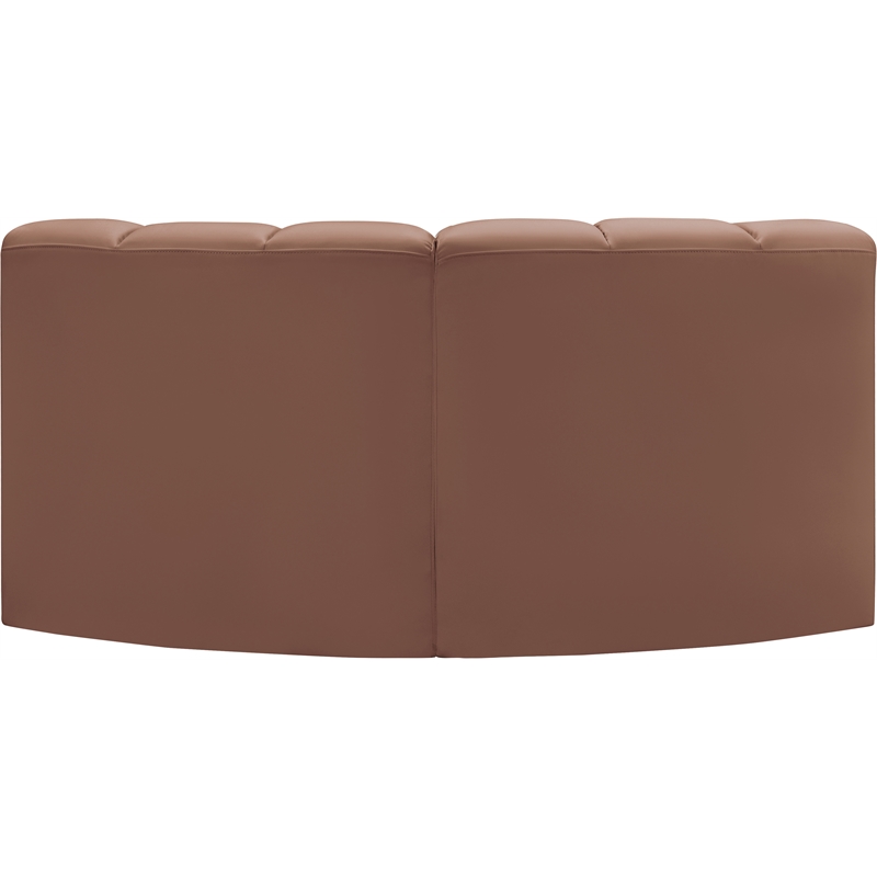 Bowery Hill Contemporary Cognac Vegan Leather Modular Sectional