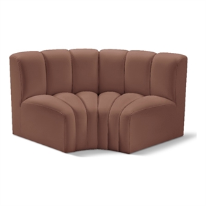 Bowery Hill Contemporary Cognac Vegan Leather Modular Sectional