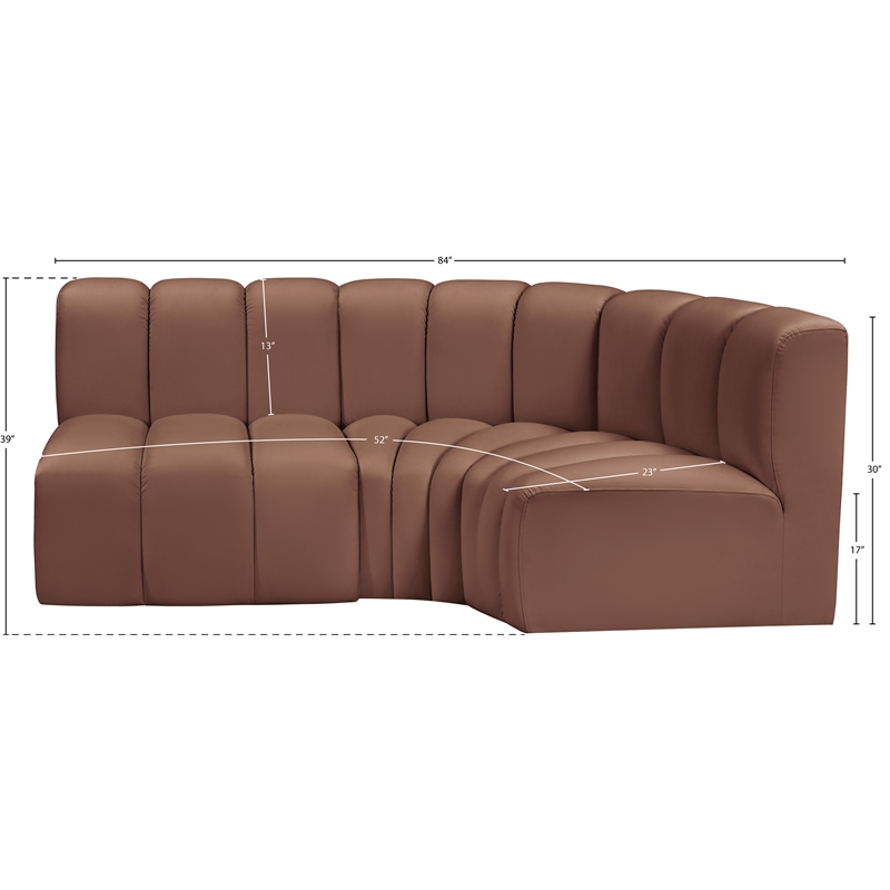Bowery Hill Contemporary Cognac Vegan Leather Modular Sectional
