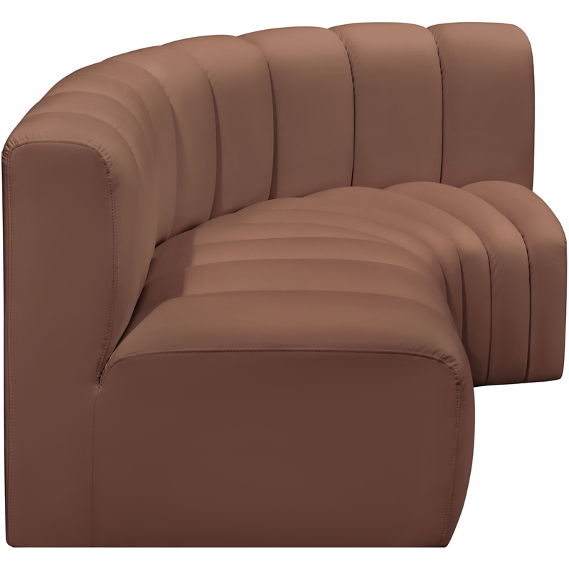 Bowery Hill Contemporary Cognac Vegan Leather Modular Sectional
