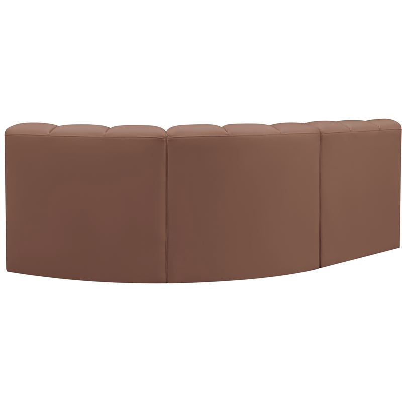 Bowery Hill Contemporary Cognac Vegan Leather Modular Sectional
