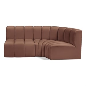 Bowery Hill Contemporary Cognac Vegan Leather Modular Sectional