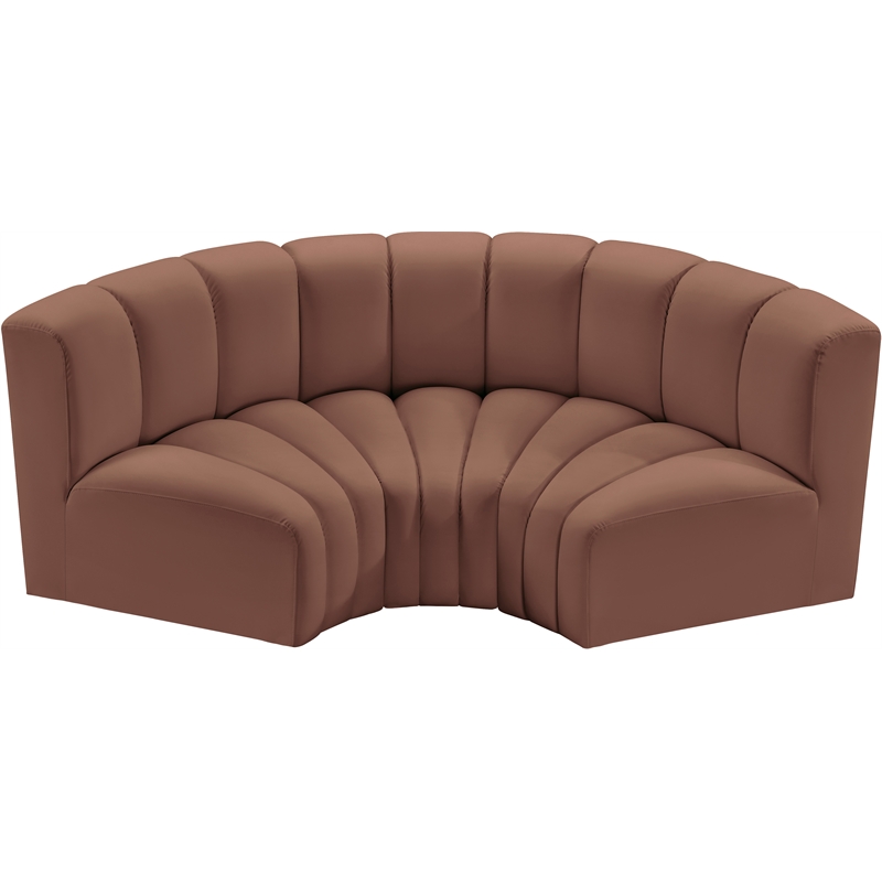 Bowery Hill Contemporary Cognac Vegan Leather Modular Sectional