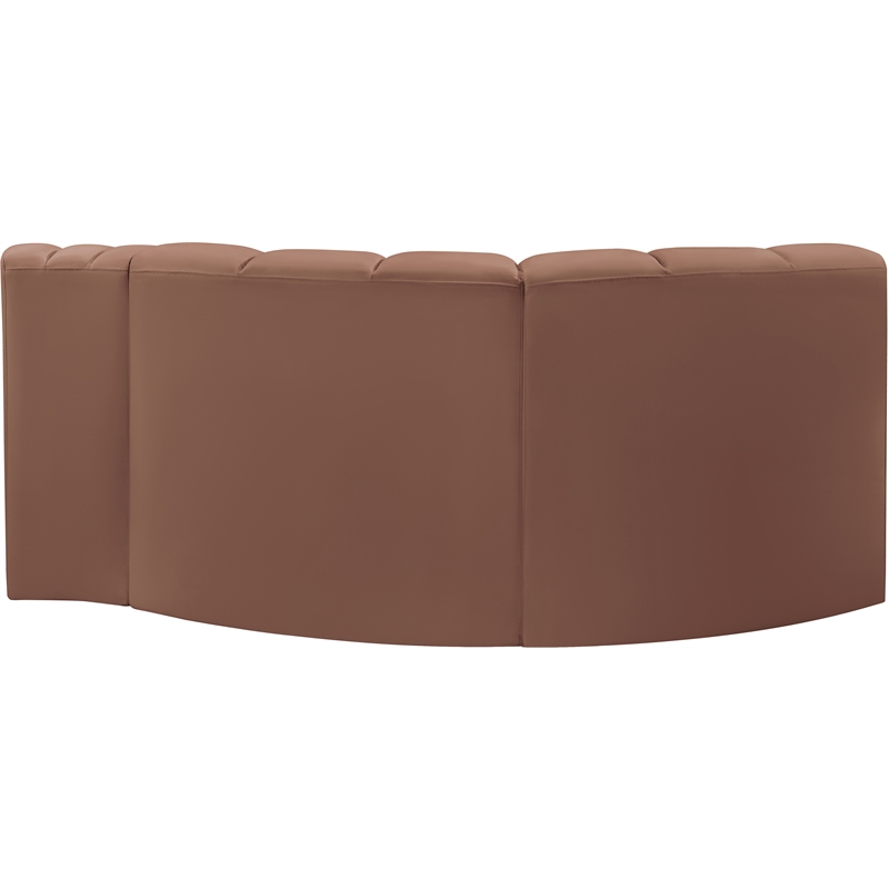Bowery Hill Contemporary Cognac Vegan Leather Modular Sectional