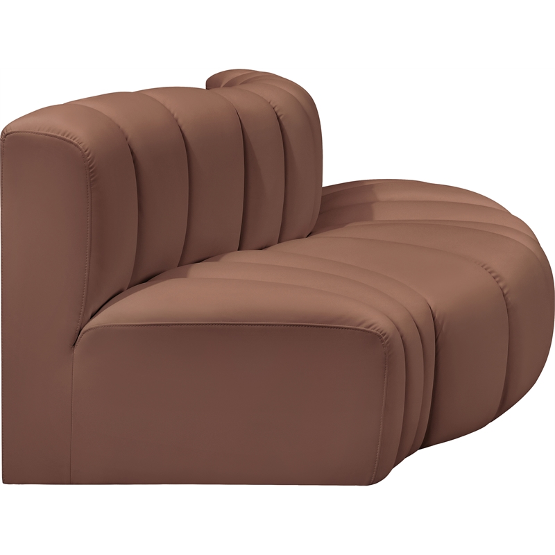 Bowery Hill Contemporary Cognac Vegan Leather Modular Sectional