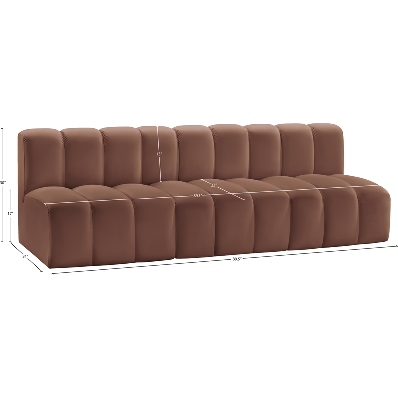 Bowery Hill Contemporary Cognac Vegan Leather Modular Sectional