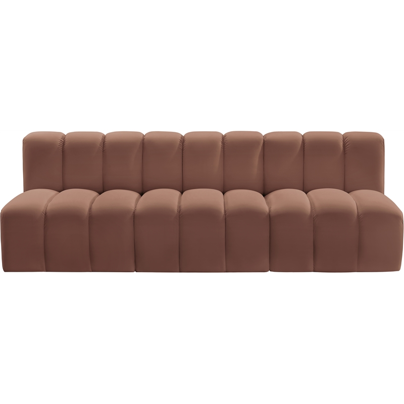 Bowery Hill Contemporary Cognac Vegan Leather Modular Sectional