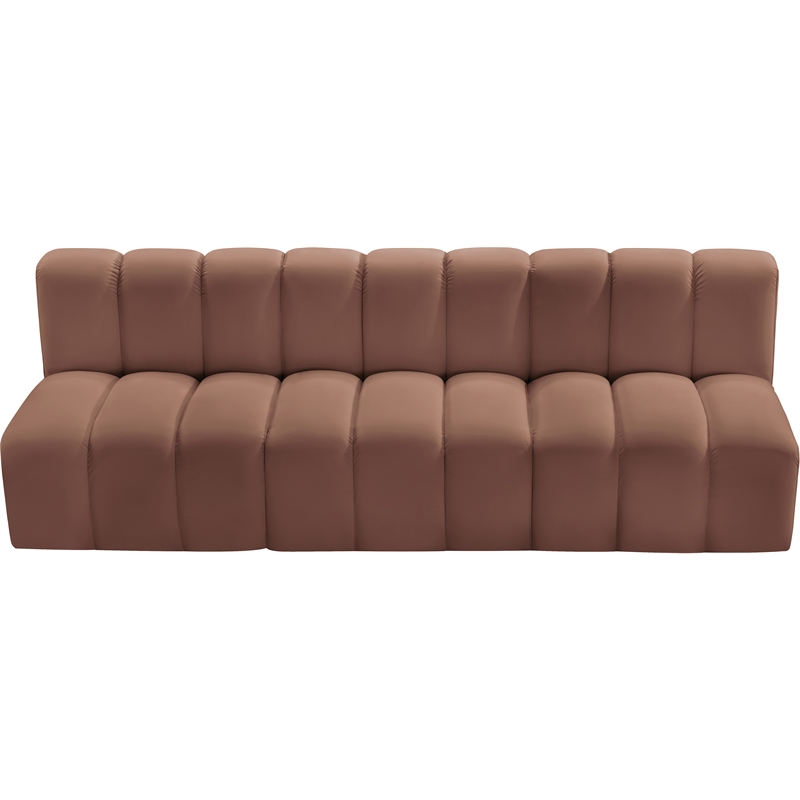 Bowery Hill Contemporary Cognac Vegan Leather Modular Sectional