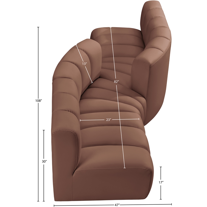 Bowery Hill Contemporary Cognac Vegan Leather Modular Sectional
