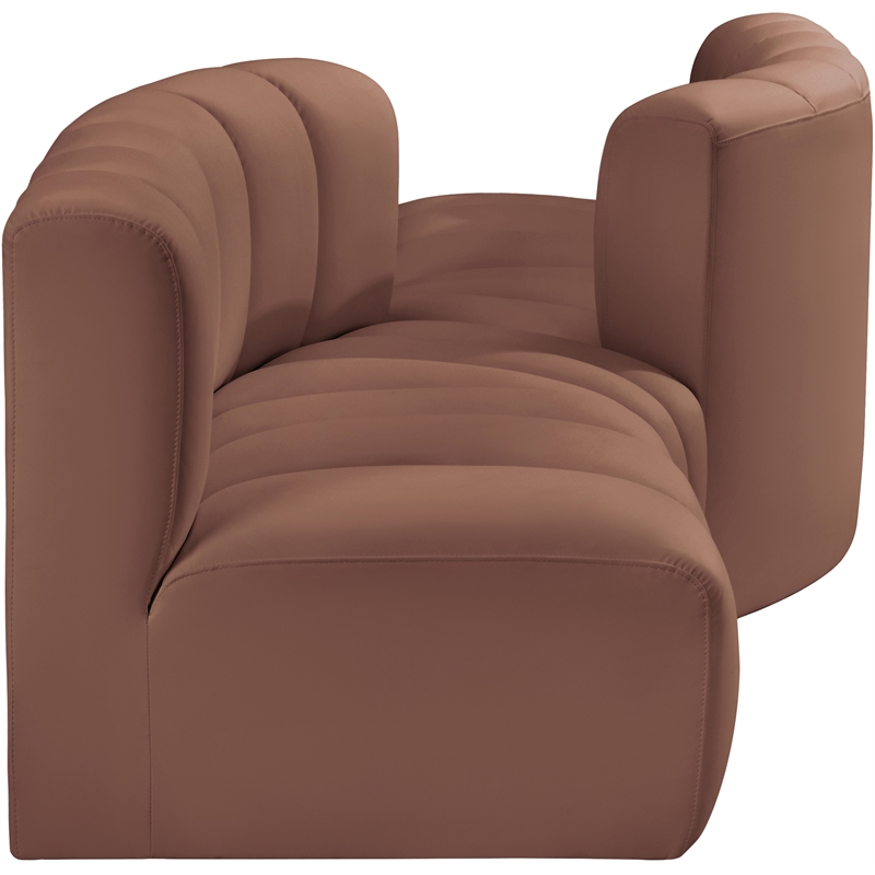 Bowery Hill Contemporary Cognac Vegan Leather Modular Sectional