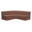 Bowery Hill Contemporary Cognac Vegan Leather Modular Sectional