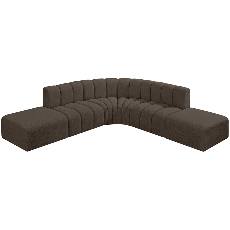 Bowery Hill Contemporary Brown Boucle Fabric Modular Sectional