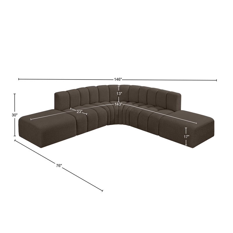 Bowery Hill Contemporary Brown Boucle Fabric Modular Sectional
