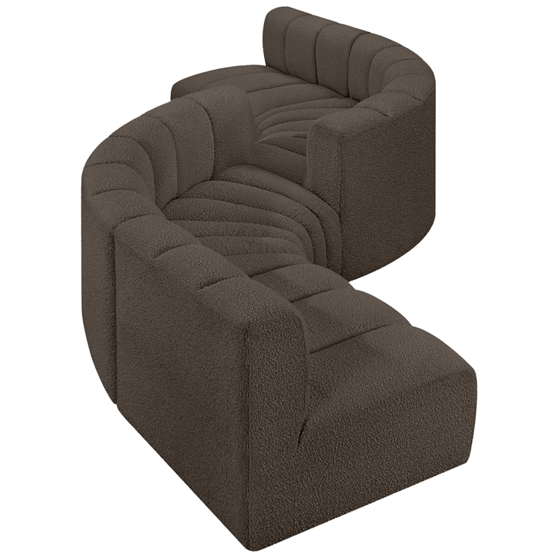 Bowery Hill Contemporary Brown Boucle Fabric Modular Sectional