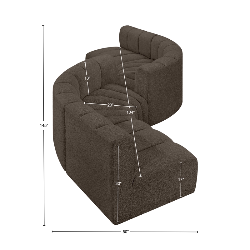 Bowery Hill Contemporary Brown Boucle Fabric Modular Sectional