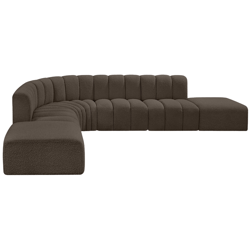 Bowery Hill Contemporary Brown Boucle Fabric Modular Sectional