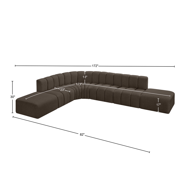 Bowery Hill Contemporary Brown Boucle Fabric Modular Sectional