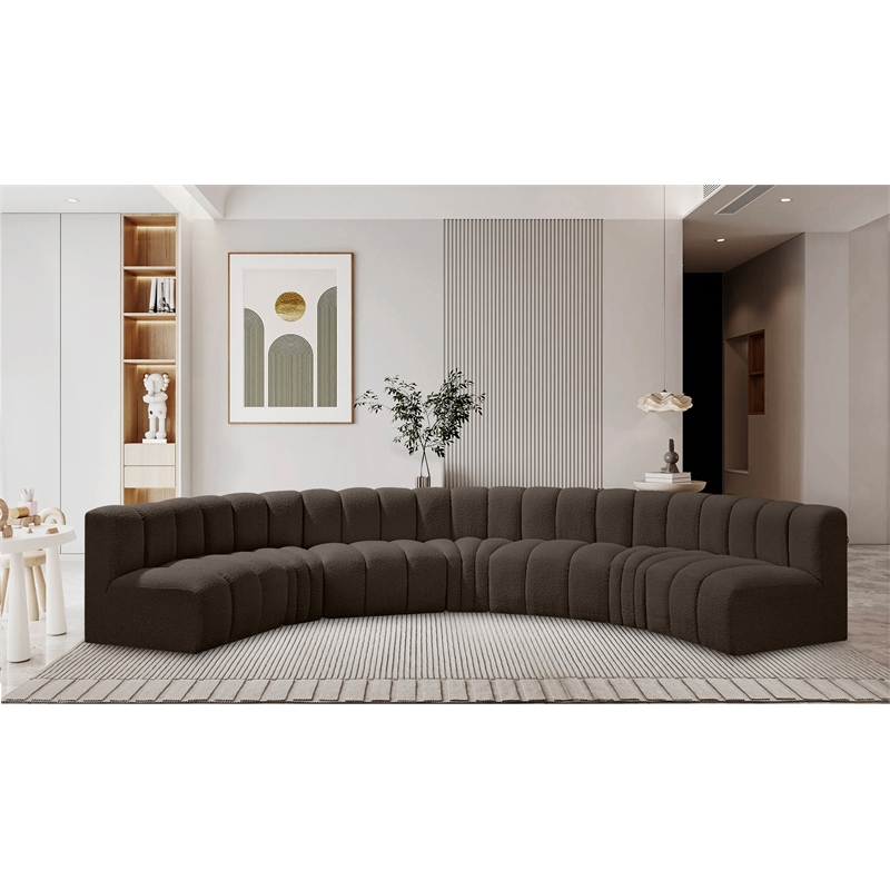 Bowery Hill Contemporary Brown Boucle Fabric Modular Sectional
