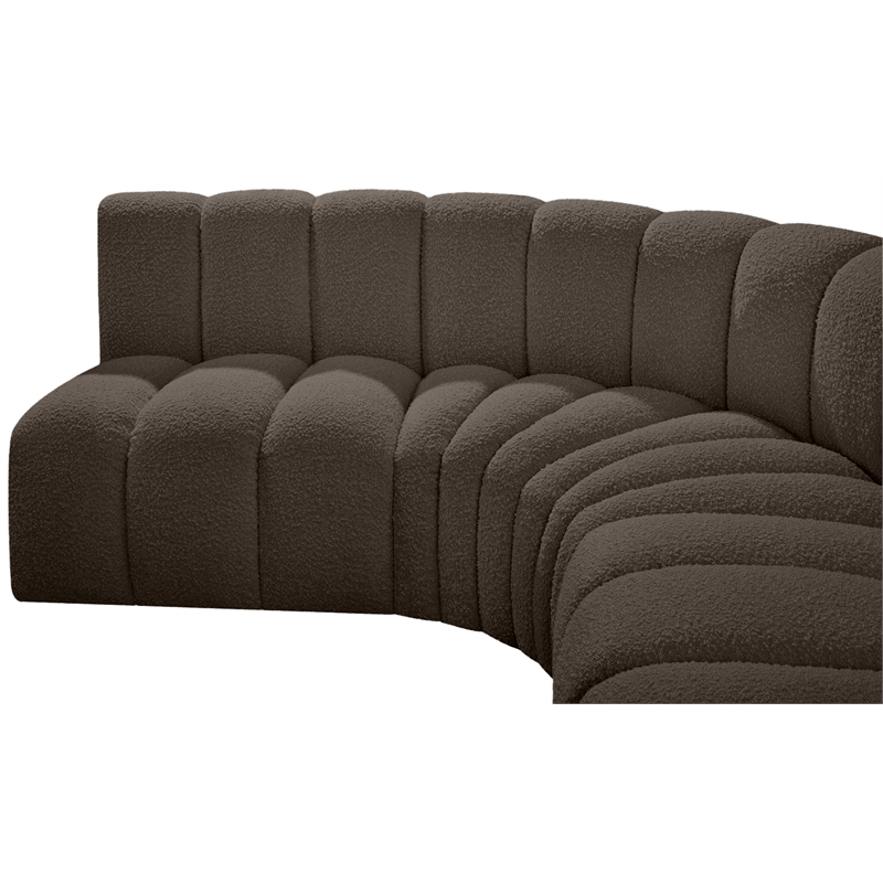 Bowery Hill Contemporary Brown Boucle Fabric Modular Sectional