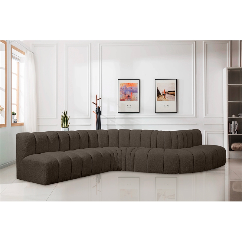Bowery Hill Contemporary Brown Boucle Fabric Modular Sectional