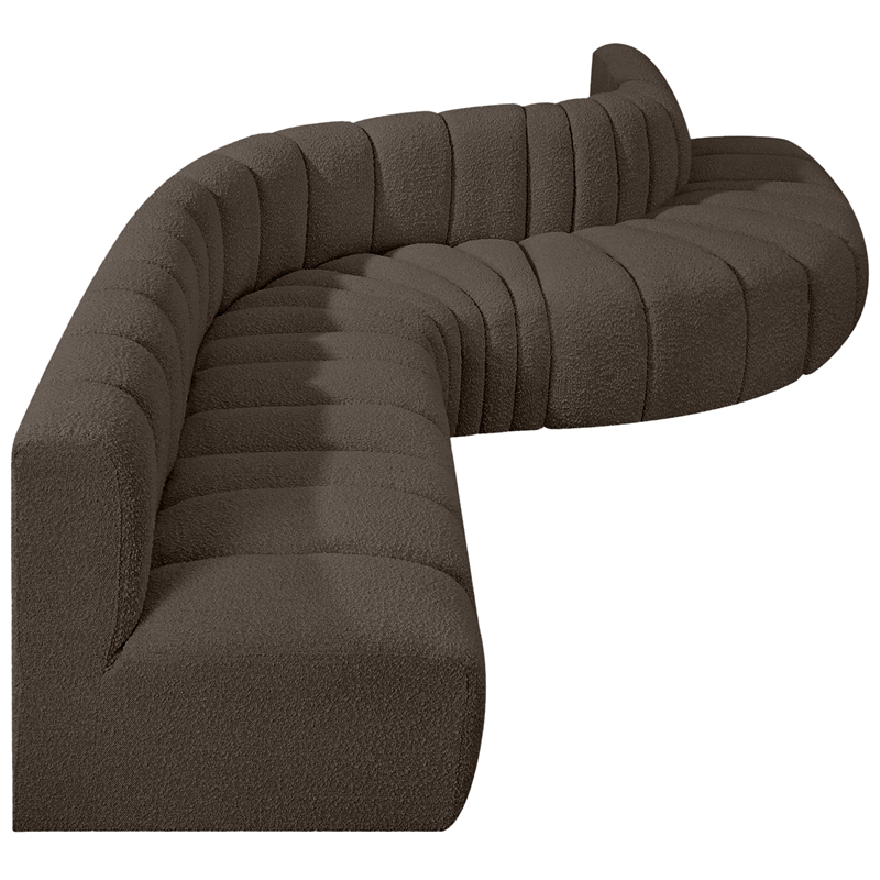 Bowery Hill Contemporary Brown Boucle Fabric Modular Sectional