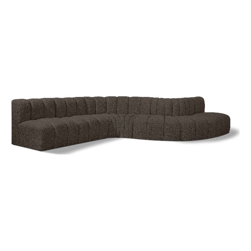 Bowery Hill Contemporary Brown Boucle Fabric Modular Sectional