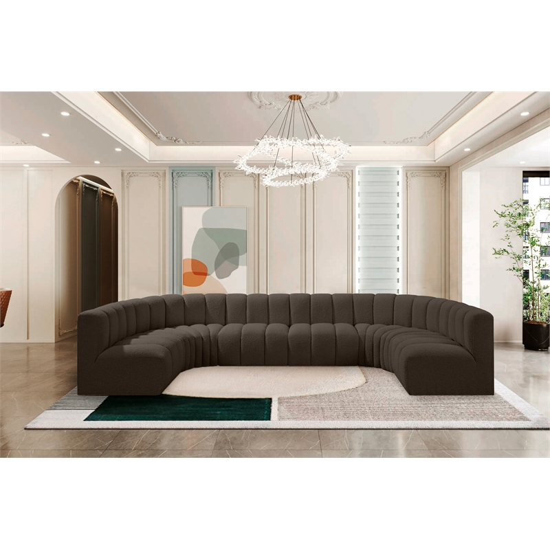 Bowery Hill Contemporary Brown Boucle Fabric Modular Sectional
