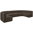 Bowery Hill Contemporary Brown Boucle Fabric Modular Sectional