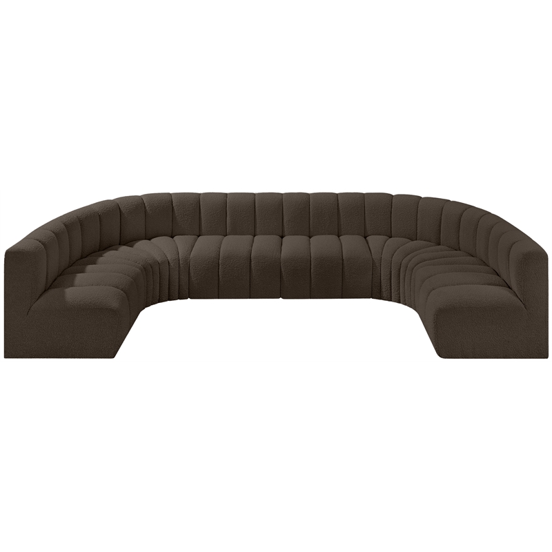 Bowery Hill Contemporary Brown Boucle Fabric Modular Sectional