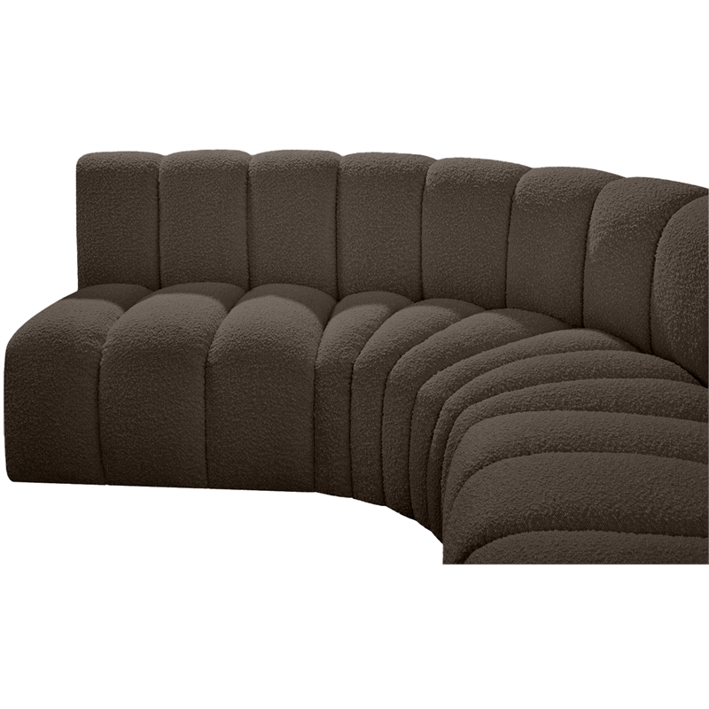 Bowery Hill Contemporary Brown Boucle Fabric Modular Sectional