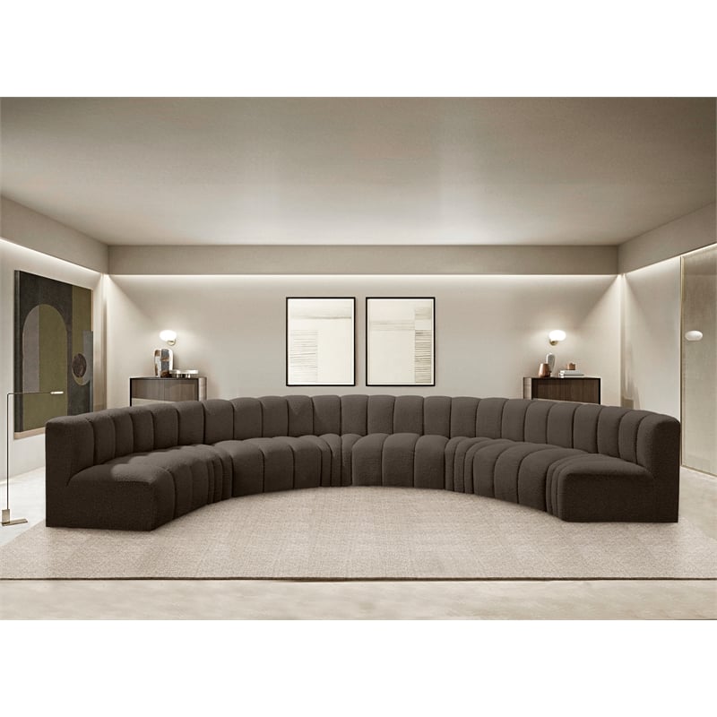 Bowery Hill Contemporary Brown Boucle Fabric Modular Sectional