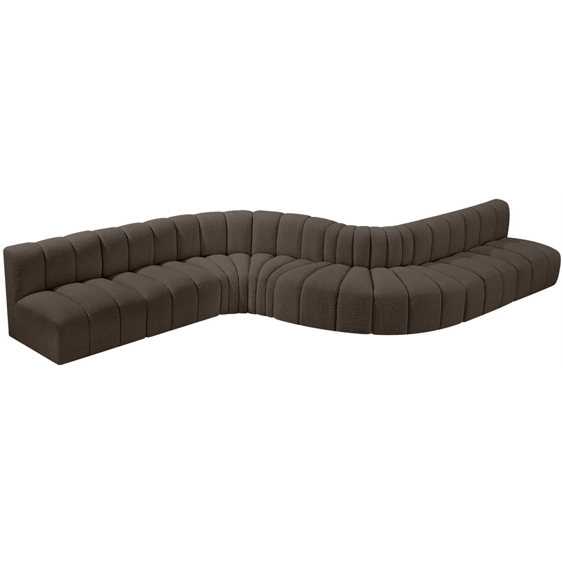 Bowery Hill Contemporary Brown Boucle Fabric Modular Sectional