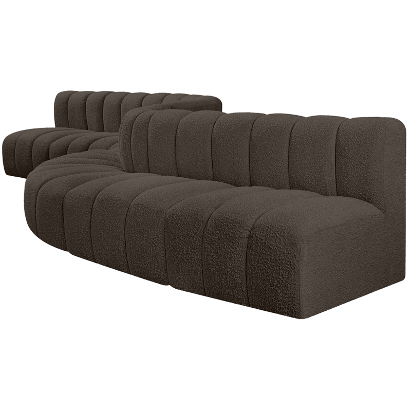 Bowery Hill Contemporary Brown Boucle Fabric Modular Sectional