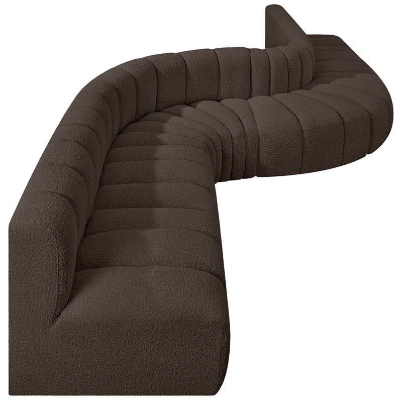 Bowery Hill Contemporary Brown Boucle Fabric Modular Sectional