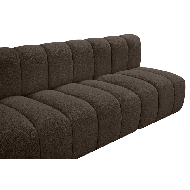 Bowery Hill Contemporary Brown Boucle Fabric Modular Sectional