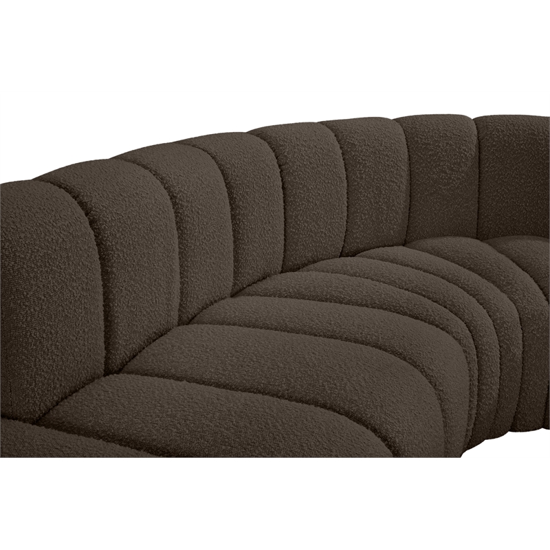 Bowery Hill Contemporary Brown Boucle Fabric Modular Sectional
