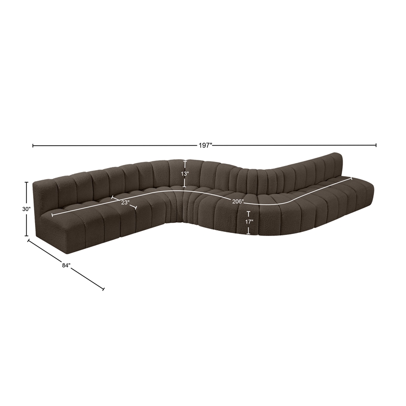 Bowery Hill Contemporary Brown Boucle Fabric Modular Sectional