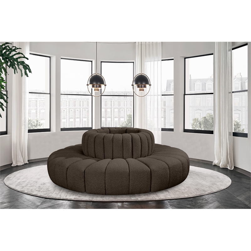 Bowery Hill Contemporary Brown Boucle Fabric Modular Sectional