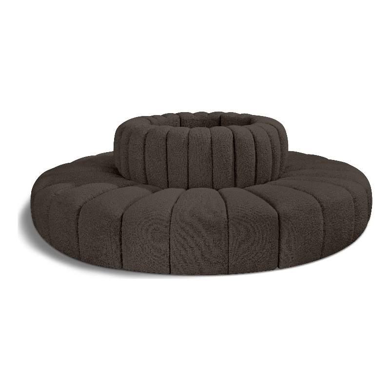 Bowery Hill Contemporary Brown Boucle Fabric Modular Sectional