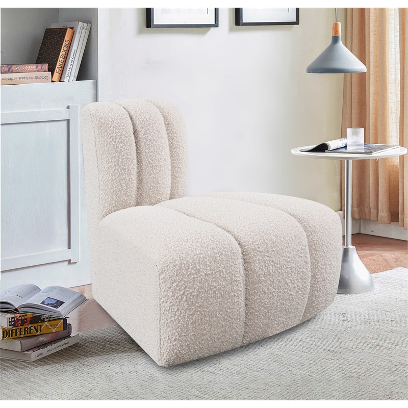 Bowery Hill Contemporary Rich Cream Boucle Fabric Reverse Corner