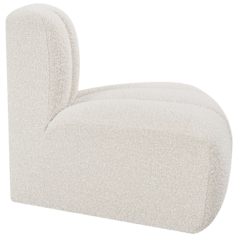 Bowery Hill Contemporary Rich Cream Boucle Fabric Reverse Corner
