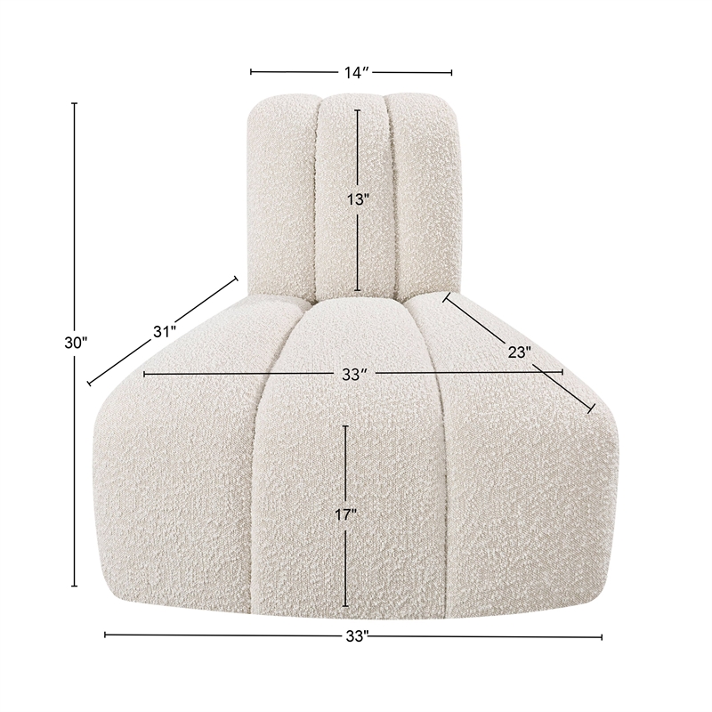 Bowery Hill Contemporary Rich Cream Boucle Fabric Reverse Corner
