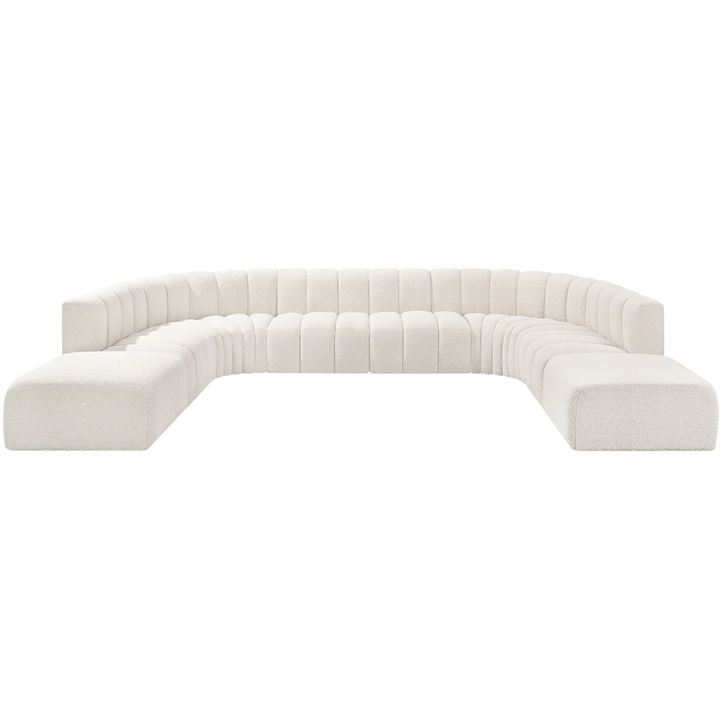 Bowery Hill Contemporary Cream Boucle Fabric Modular Sectional