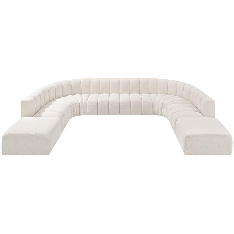 Bowery Hill Contemporary Cream Boucle Fabric Modular Sectional