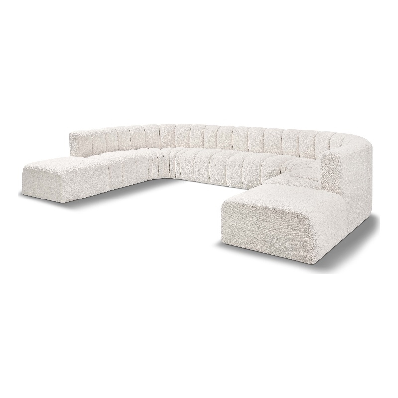 Bowery Hill Contemporary Cream Boucle Fabric Modular Sectional