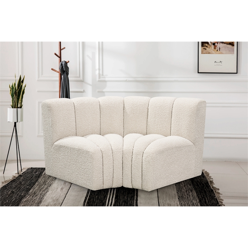 Bowery Hill Contemporary Cream Boucle Fabric Modular Sectional