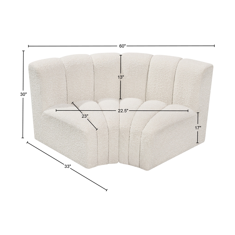 Bowery Hill Contemporary Cream Boucle Fabric Modular Sectional